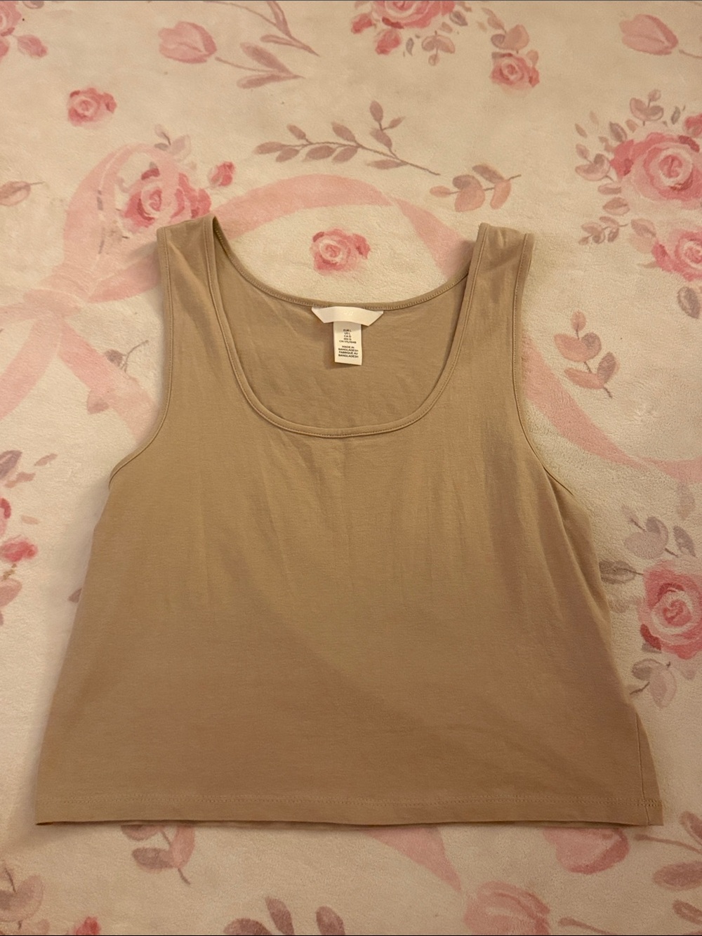 H&M Neutral Beige Scoop Neck Tank Top